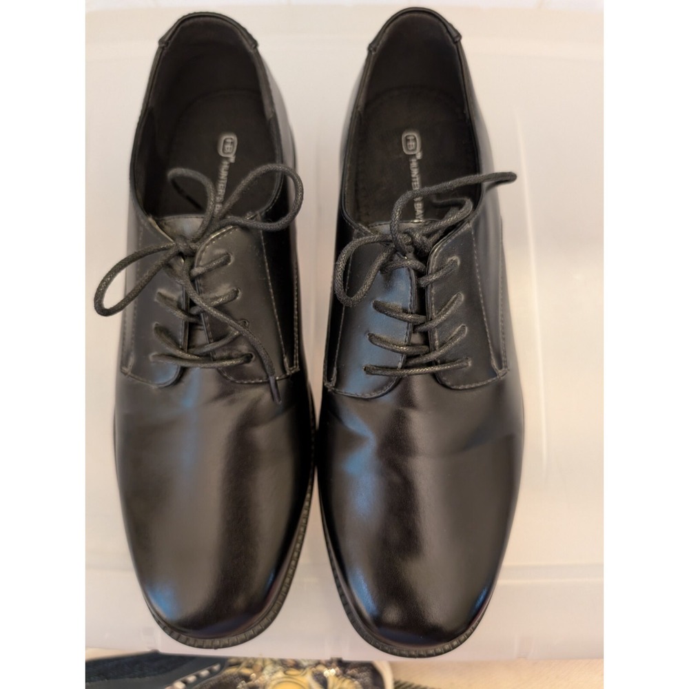 NIB Hunters Bay MIKE Black Oxford Leather Mens Dress Shoes Lace Up Size 12